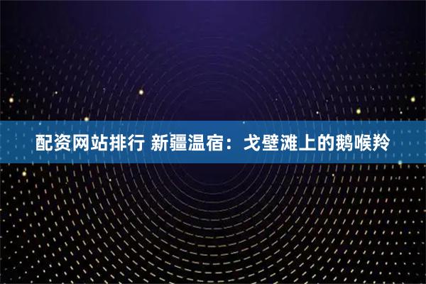 配资网站排行 新疆温宿：戈壁滩上的鹅喉羚